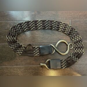 Suzi Roher Vintage Style Copper and Brown Leather Belt with Linking Buckles